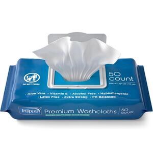 2pk Inspire Premium Disposable Washcloths Wipes for Adults with Aloe & Vitamin E
